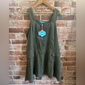 New Women's Juniors L'Amour Nanette Lepore Apron Dress Size xl army green